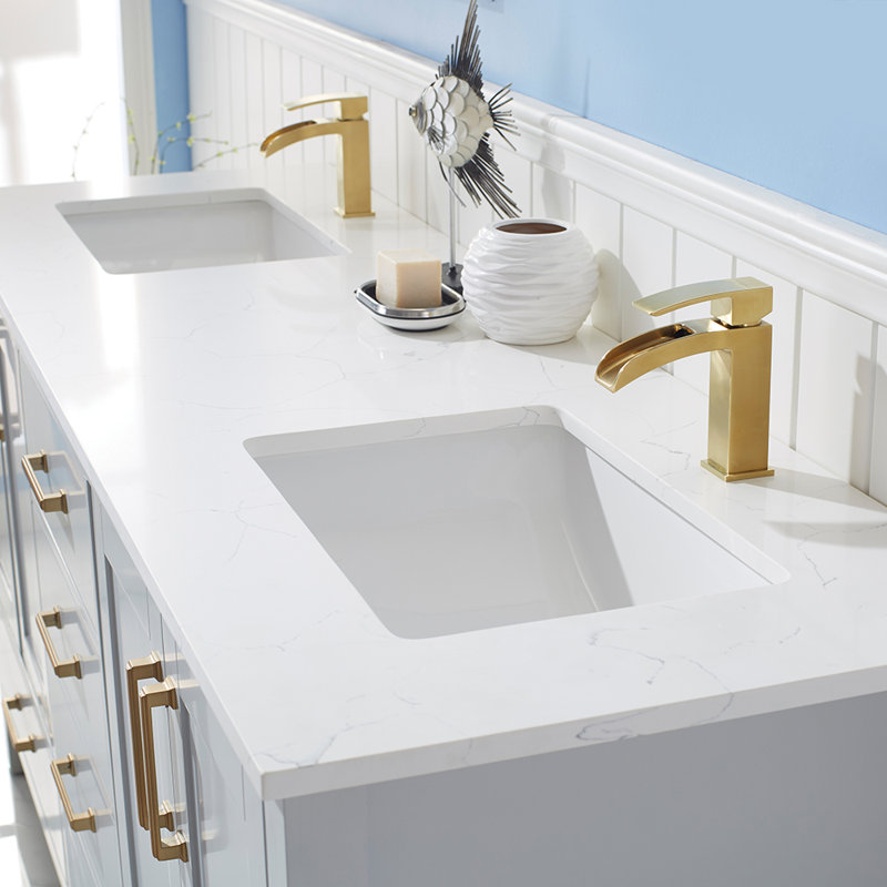 Everly Quinn Ryland 72'' Double Bathroom Vanity with Stone Top